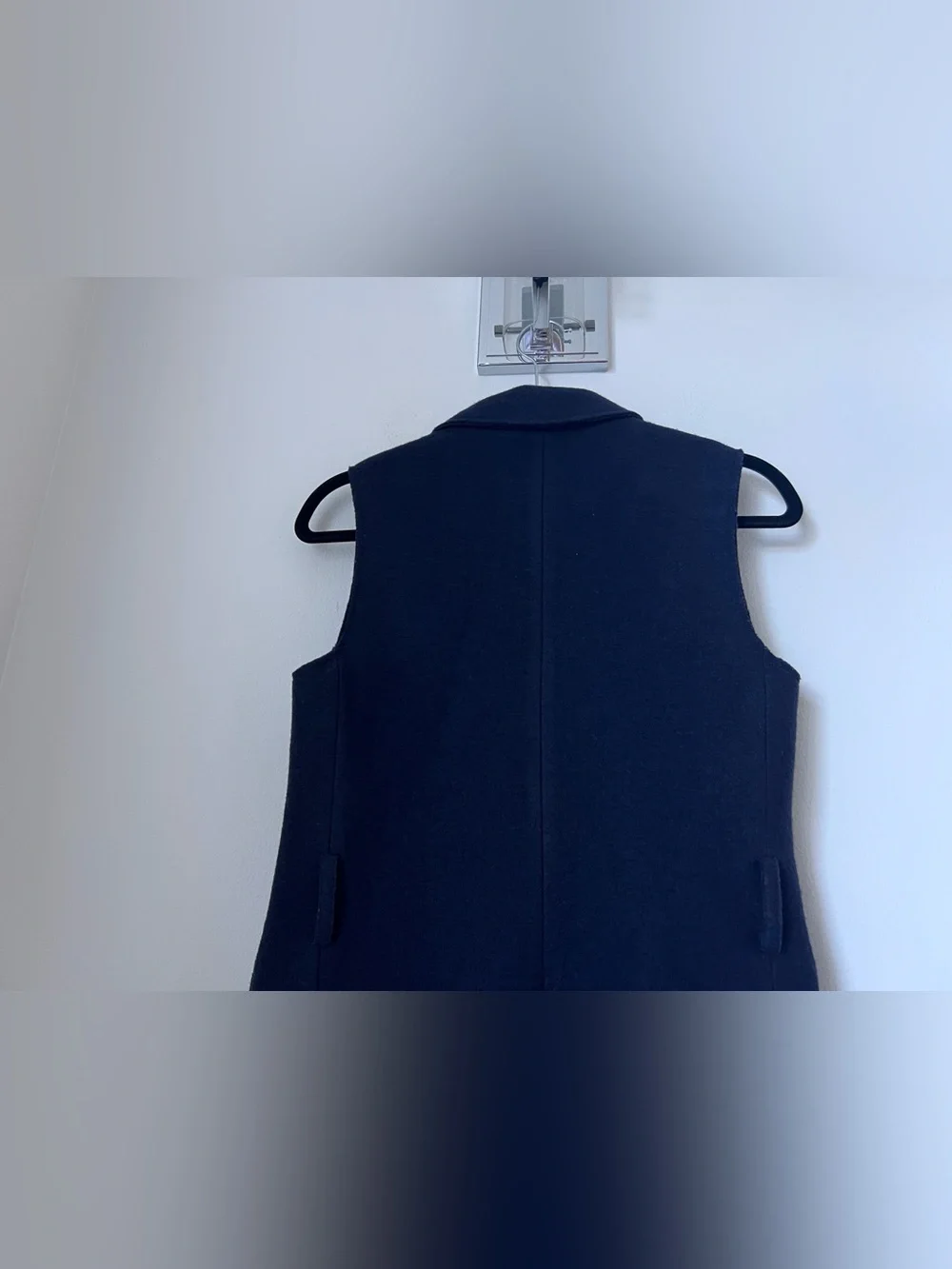 The Fold navy blue Sleeveless Double-Breasted Vest Coat